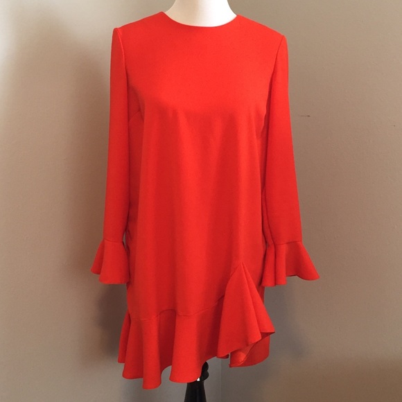 ASOS Fluted Sleeve Ruffle Hem Mini Dress - Picture 5 of 8